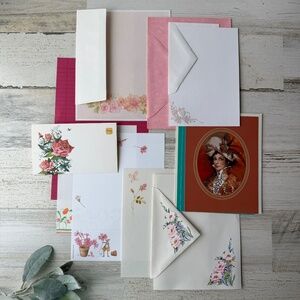 Vintage Stationery Bundle Penpal Snail Mail Junk Journal Kit Ephemera Paper Pack